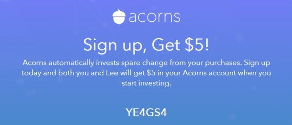 Acorns $5 referral bonus