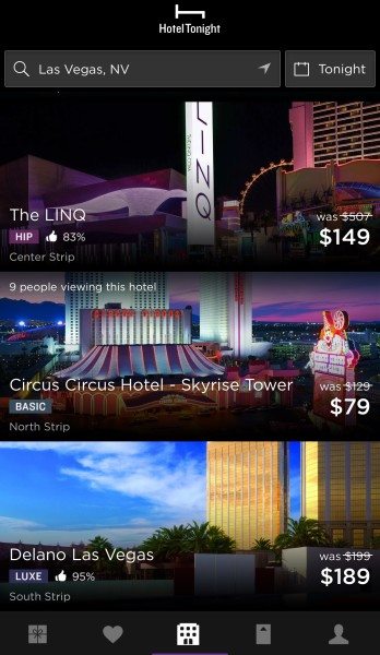 HotelTonight Las Vegas hotels