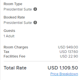Kimpton Donovan Hotel Presidential Suite price
