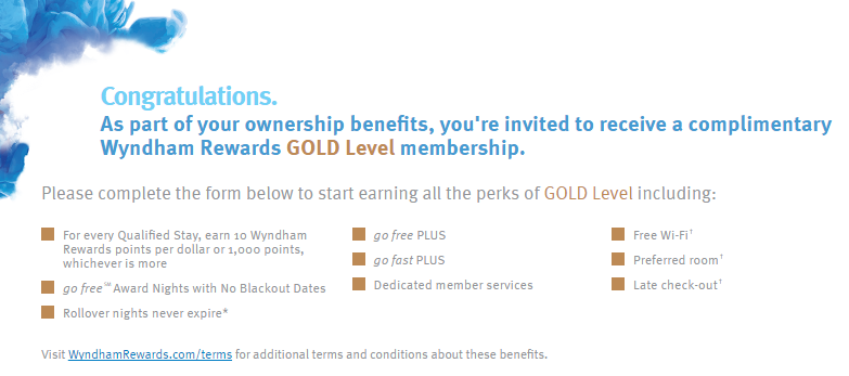 Free Wyndham Rewards Gold status from Worldmark