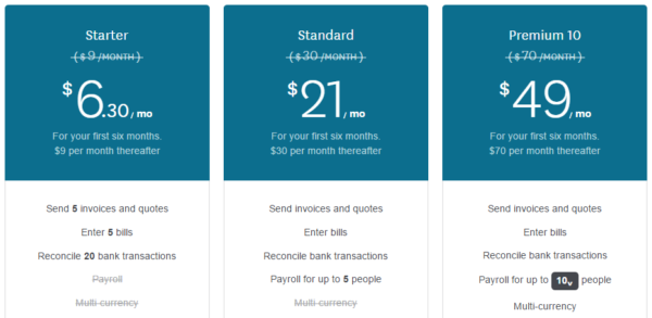 Xero Accounting Software pricing