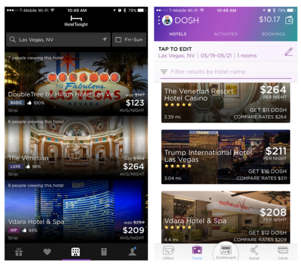 best app for last minute hotels - Dosh vs HotelTonight app