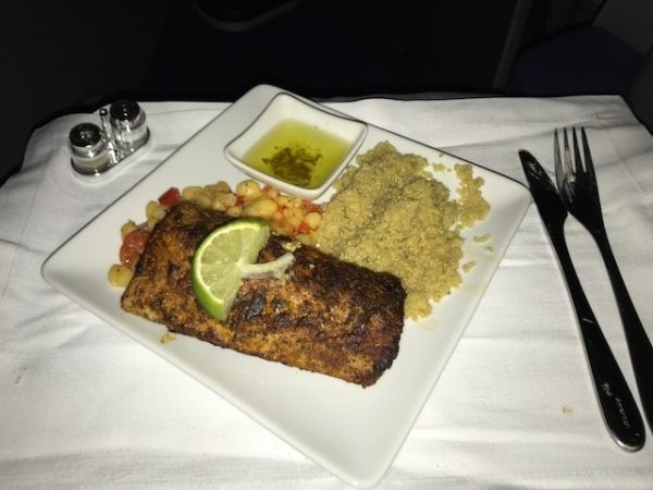 American Airlines Business Class A330 CLT-BCN meal