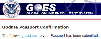 How to update Global Entry update passport confirmation