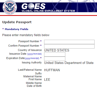 How to update Global Entry update passport