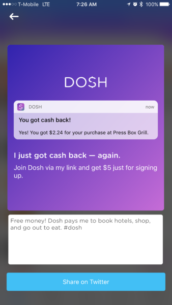 Dosh Cash Back Multiplier social share