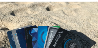 Credit cards in the sand Bahamas