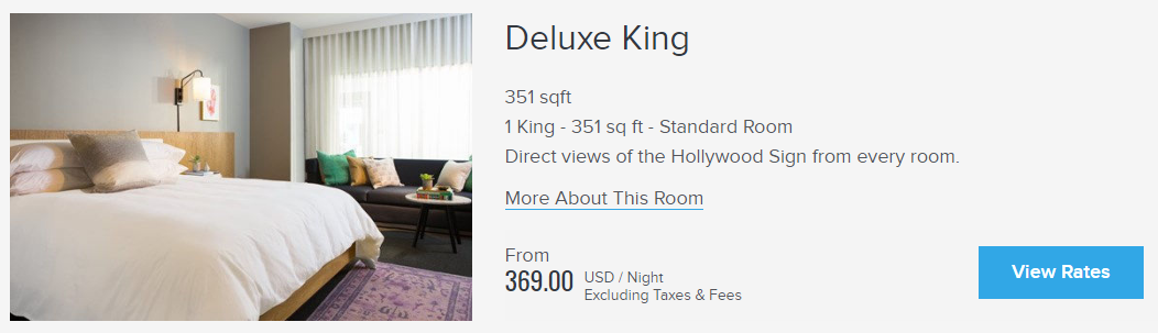 Kimpton Everly Hotel Deluxe King room rates August 5 2017