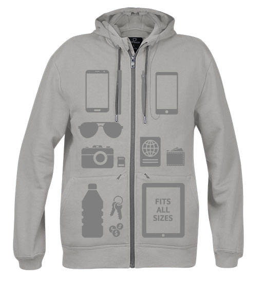 Travel gift ideas. Scottevest hoodie xray-two-ash