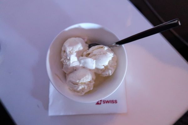 Swiss Air Business Class 777-300ER ice cream