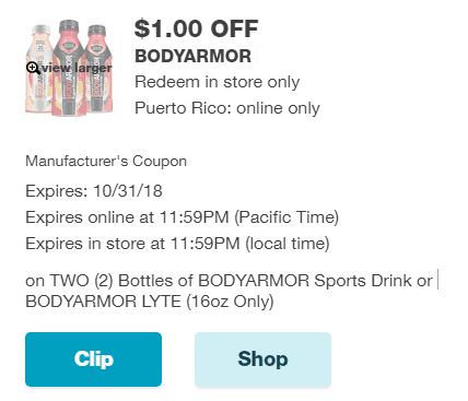 Bodyarmor coupon Walgreens