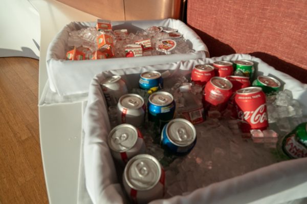 a group of cans and cans in ice