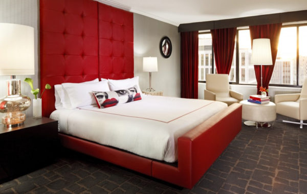 Kimpton Rouge Hotel King bed with curtains open