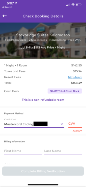 Dosh cash back hotel booking select Staybridge Suites Kalamazoo payment