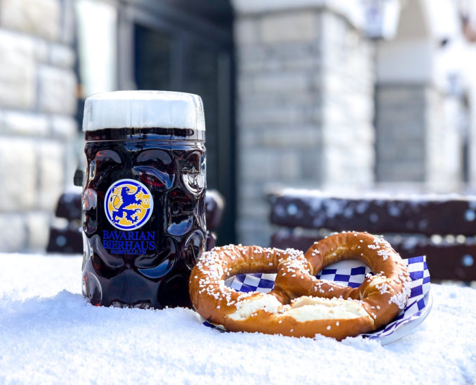 Beer and pretzel courtesy of Bavarian Bierhouse Nashville
