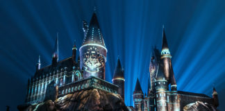Universal Studios The Nighttime Lights at Hogwarts Castle