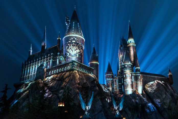 Universal Studios The Nighttime Lights at Hogwarts Castle