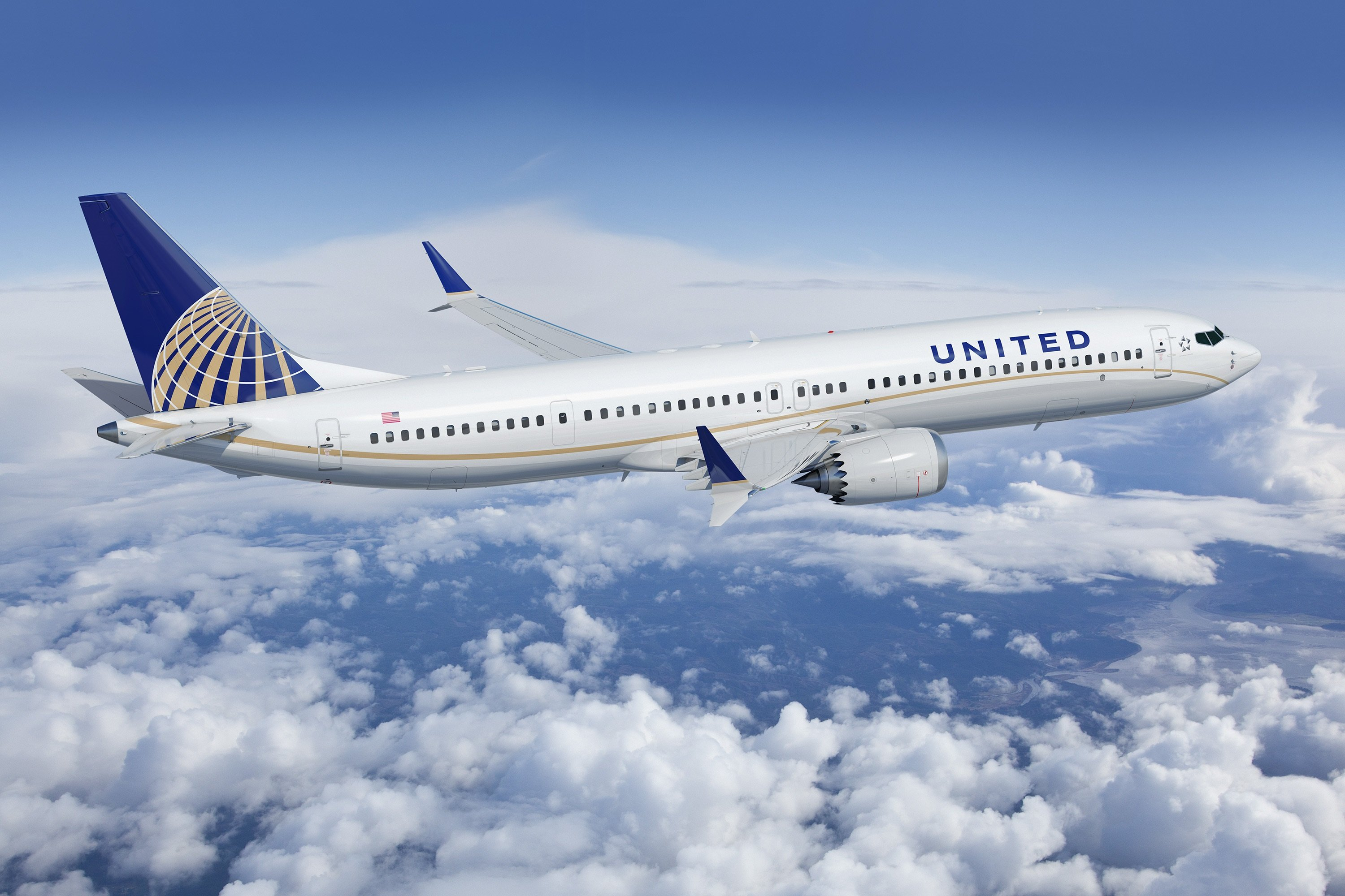 United Airlines 737-MAX 9 in the sky