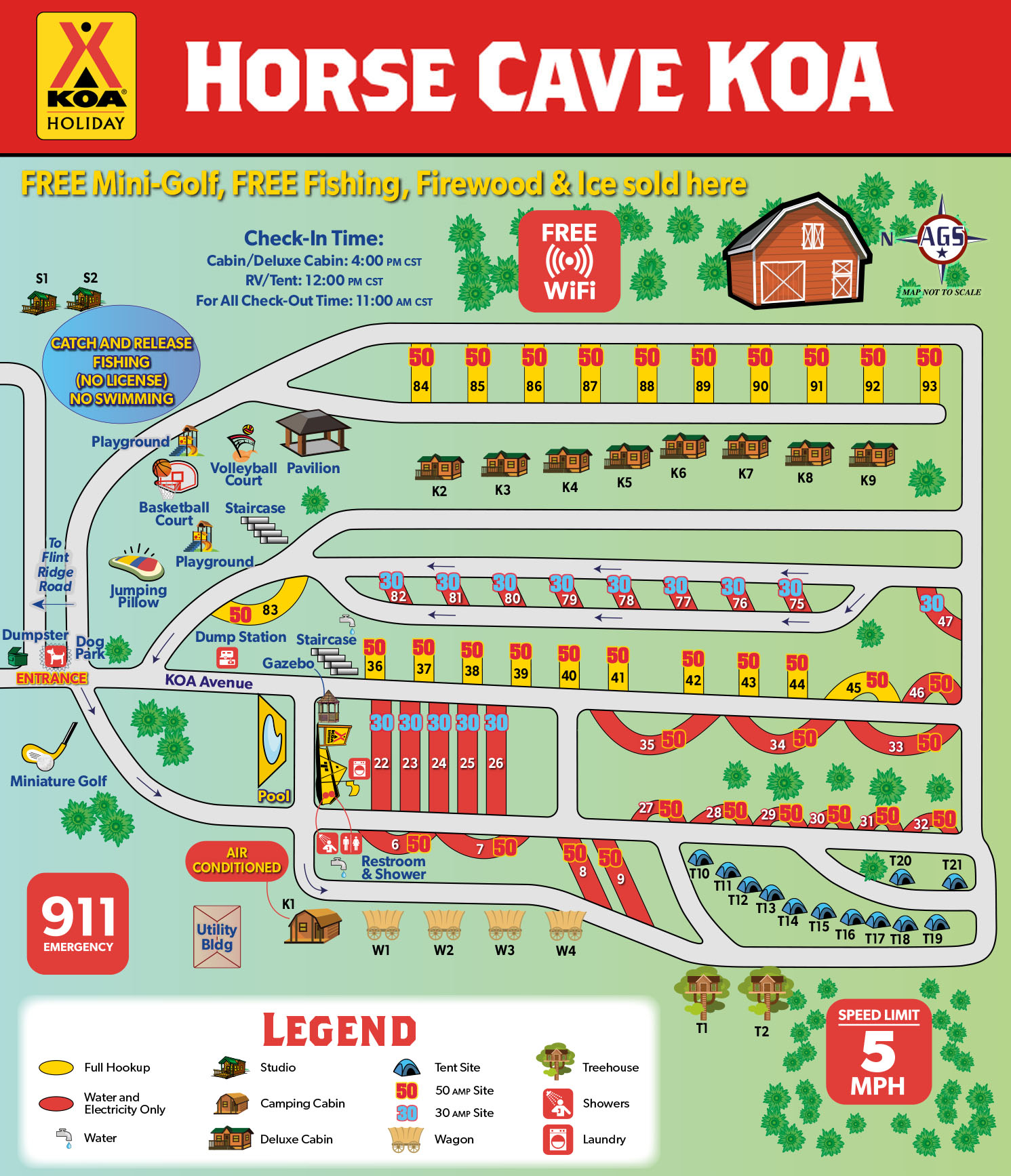 Horse Cave KOA review map