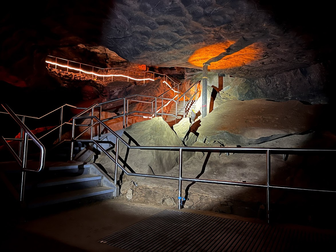 best things to do in Horse Cave Kentucky - Mammoth Cave National Park - River Styx Tour - flood markers