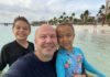 Radisson Blu Aruba beach Lee with Timothy and Scarlett