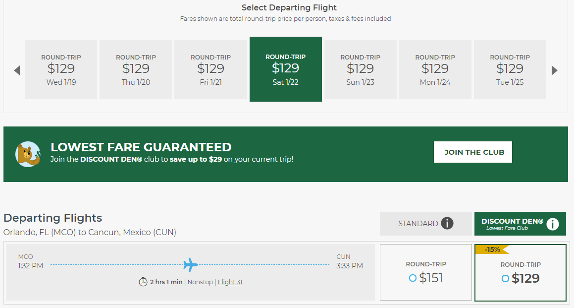 Frontier Airlines promo code TROPICAL Orlando to Cancun