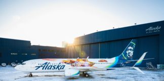 Alaska Airlines Captain Marvel livery