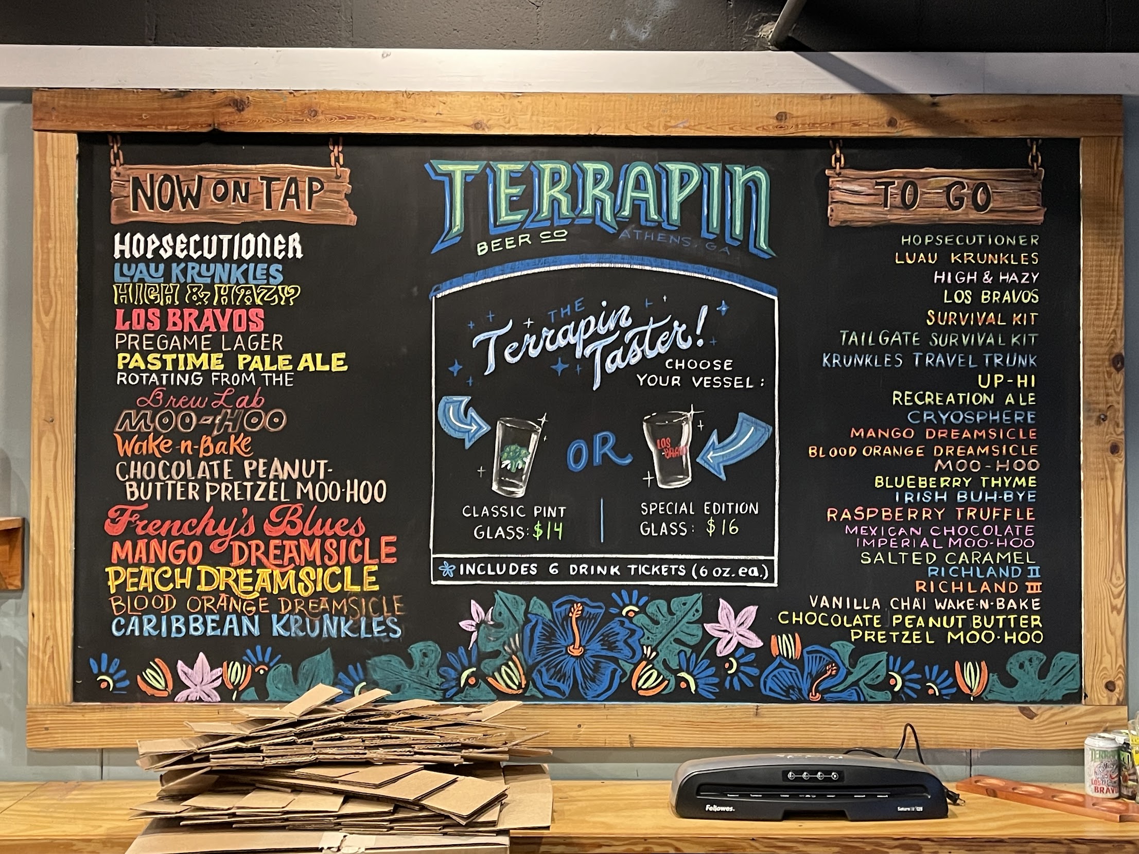 Terrapin Beer Company menu
