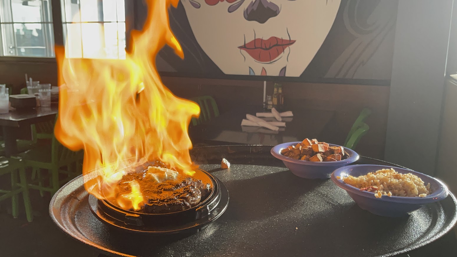 El Diablo OWA steak on fire - June 2021