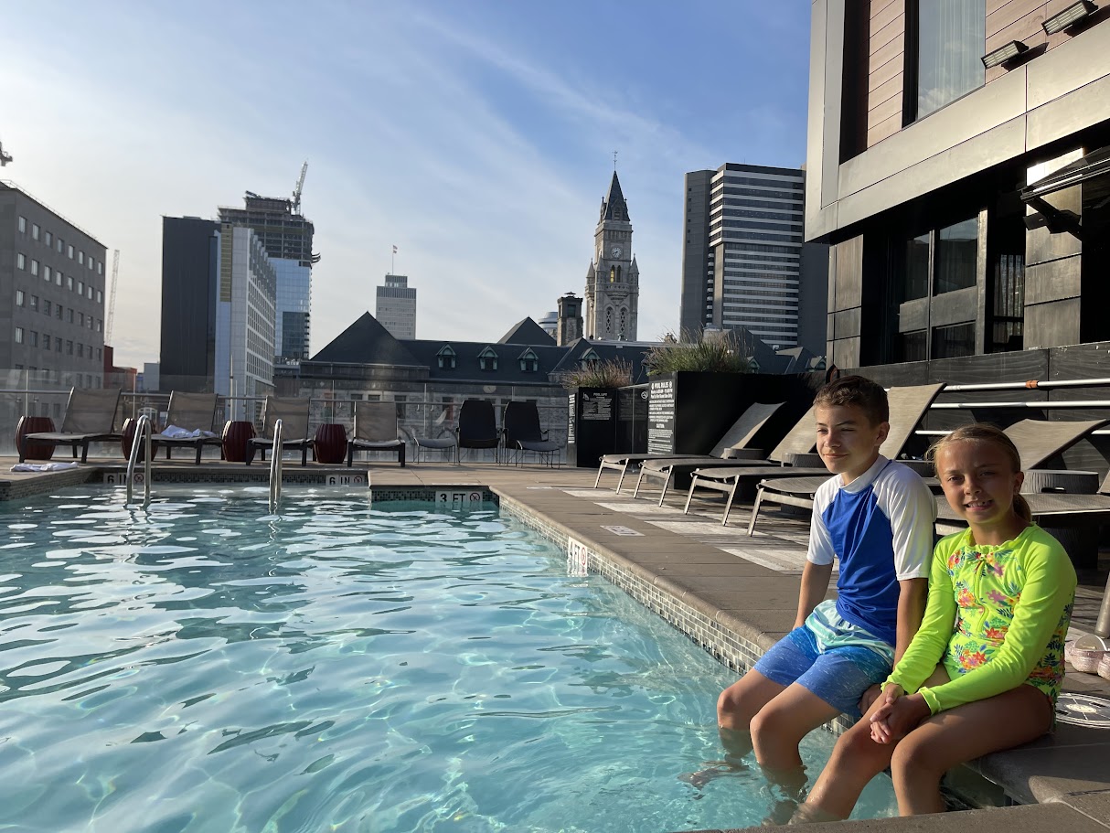 Cambria Nashville rooftop pool Tim and Scarlett July 2023
