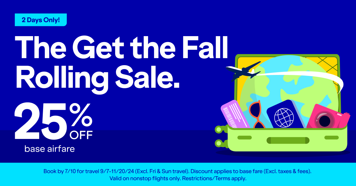 JetBlue Fare Sale July 2024 Get the Fall Rolling