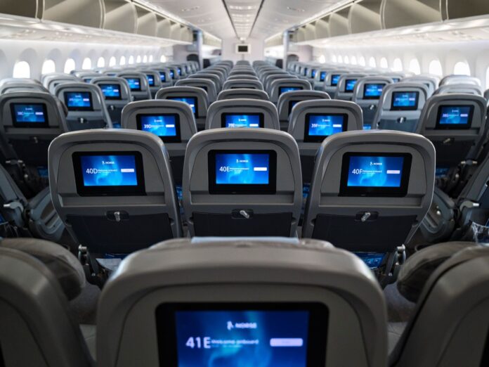 Norse Atlantic Airways Interior cabin rows of seats