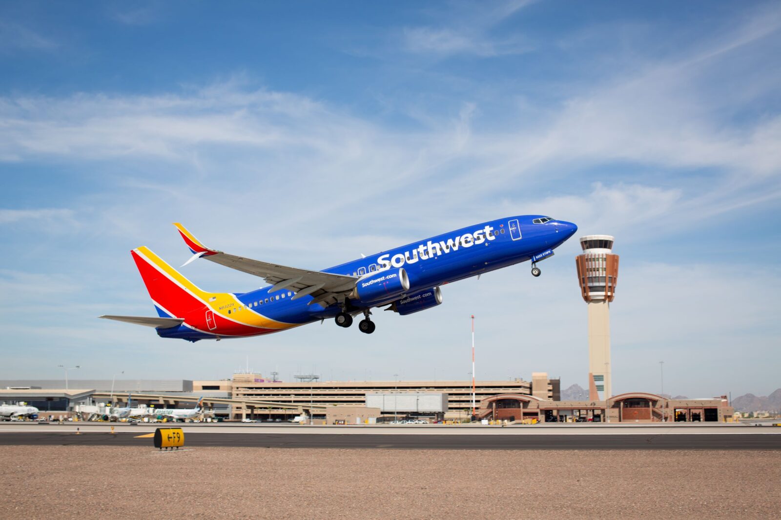 Southwest Airlines exterior during takeoff