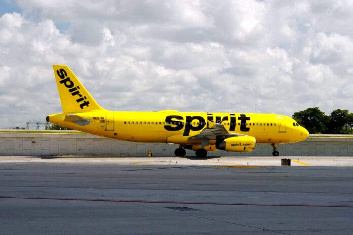 Spirit Airlines A319 on the runway