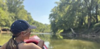 Kayaking in Kentucky with Lynn Camp Launch Scarlett kayaking with Lynn Camp Launch in Hart County Kentucky