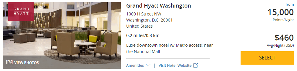 Grand Hyatt Washington DC 4th of July points