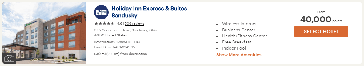 Holiday Inn Express & Suites Sandusky 4th of July points