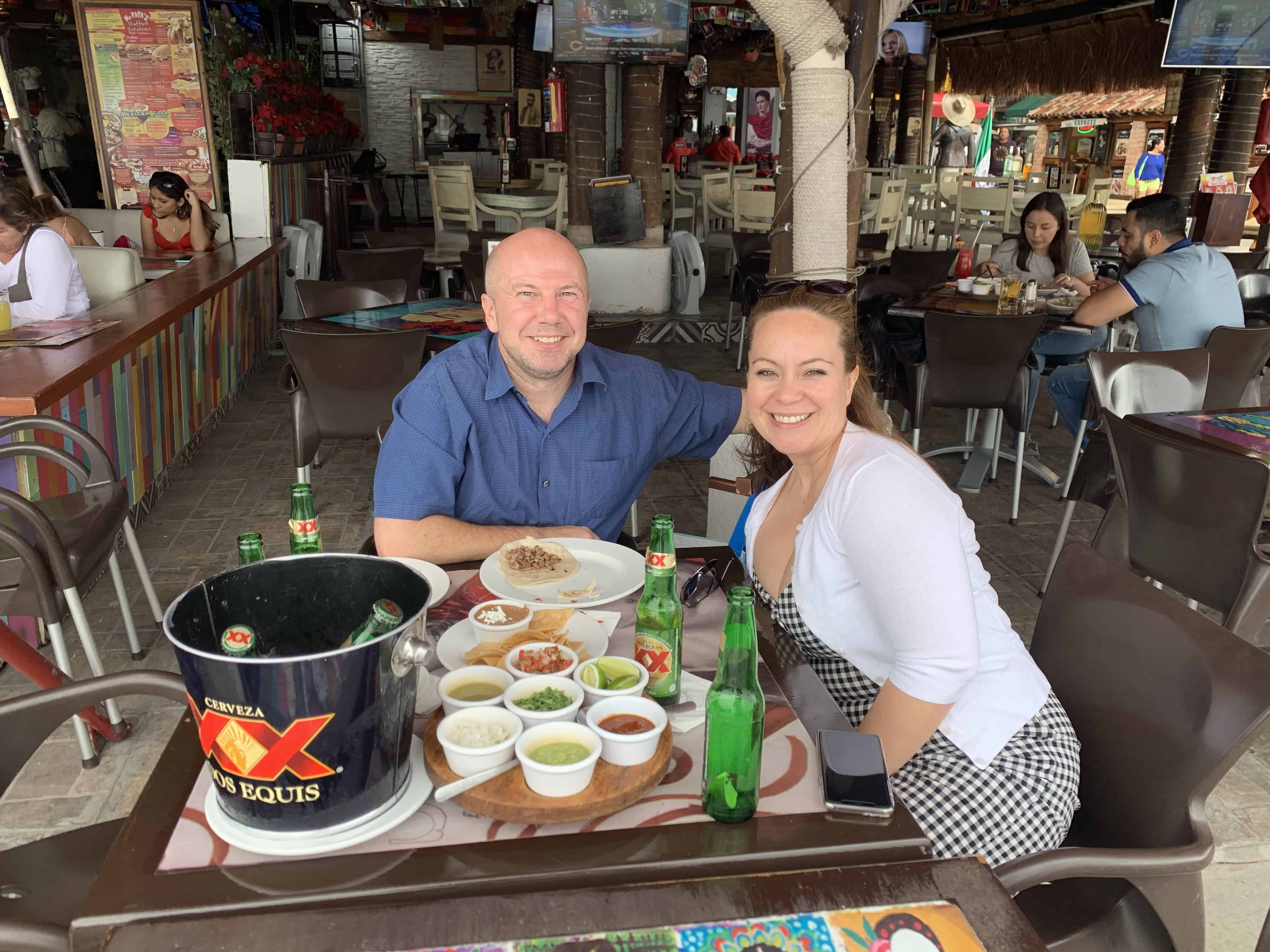 Westin Lagunamar margaritas at Taco y Tequila Lee and Anna with food
