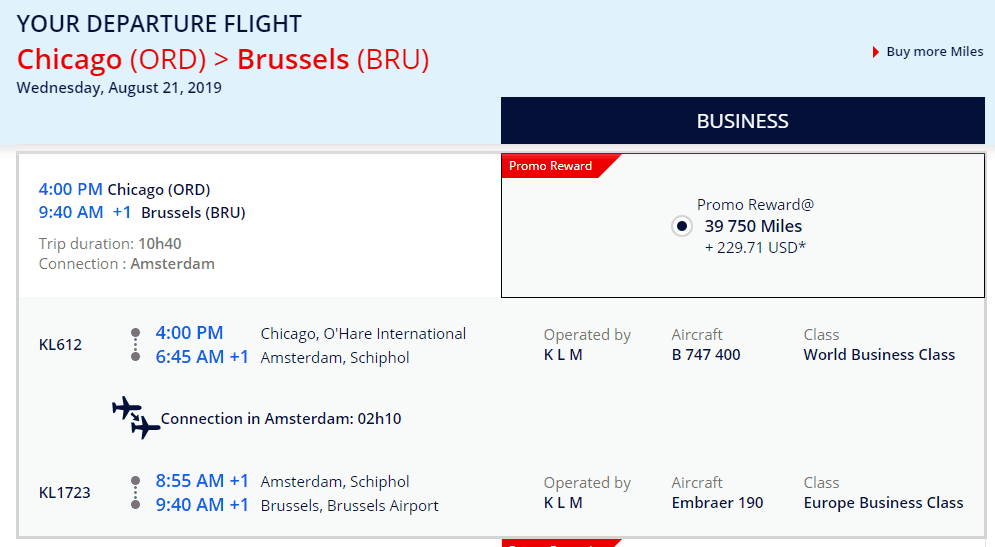 AirFrance Chicago to Brussels Aug 2019