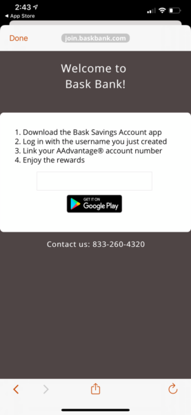 Bask Savings Account create account in app step 12