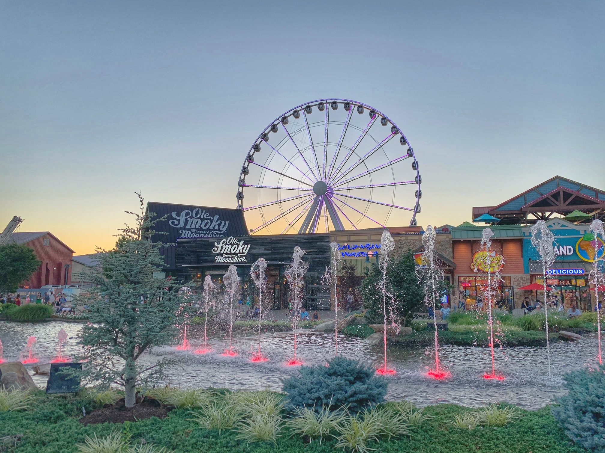The Island Pigeon Forge Great Smoky Mountain Wheel at sunset